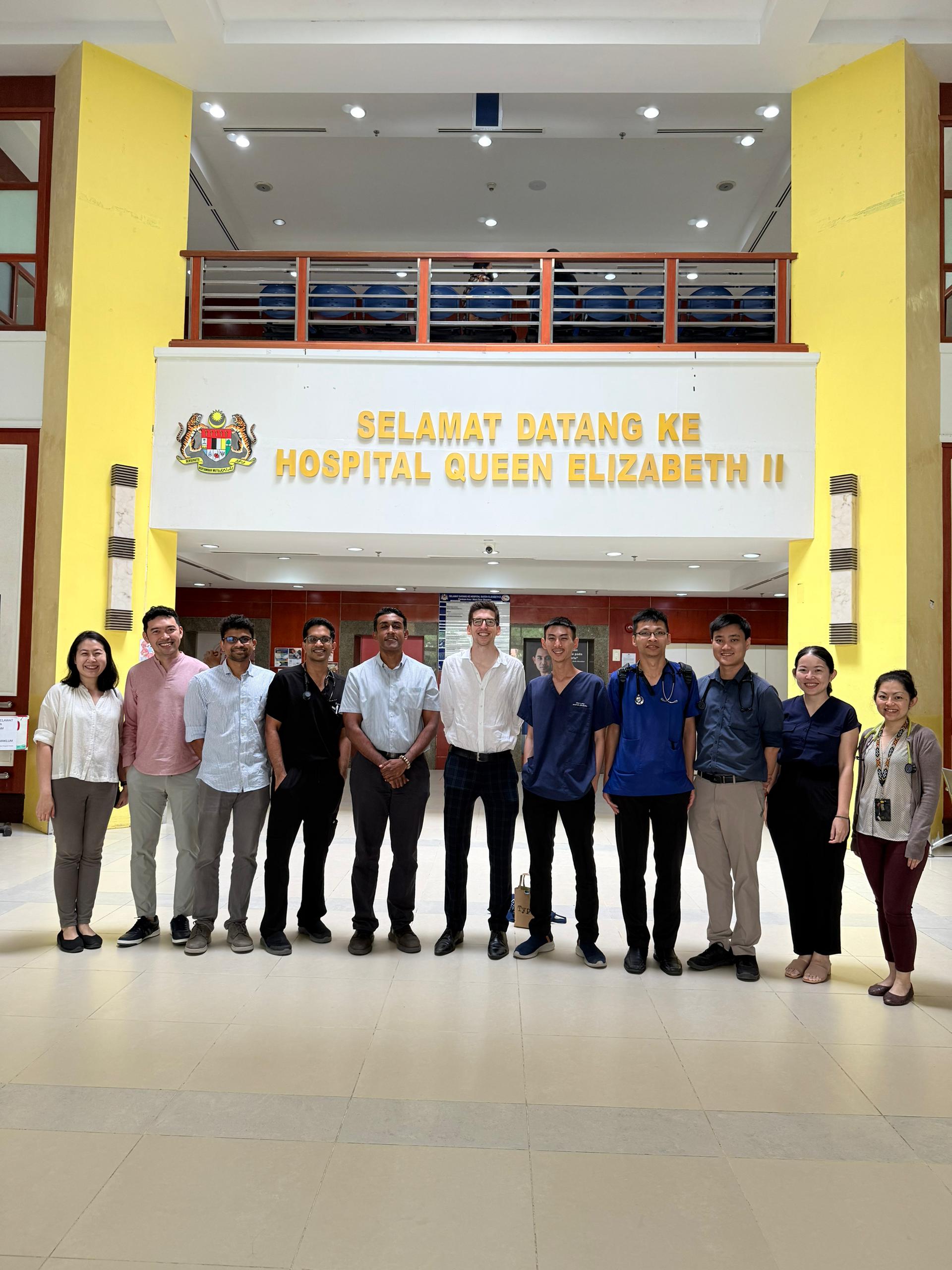 Patrick Timmons with team at the hospital of Queen Elizabeth II 